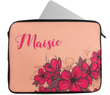 Personalised Any Name Floral Design Laptop Case Sleeve Tablet Bag 28