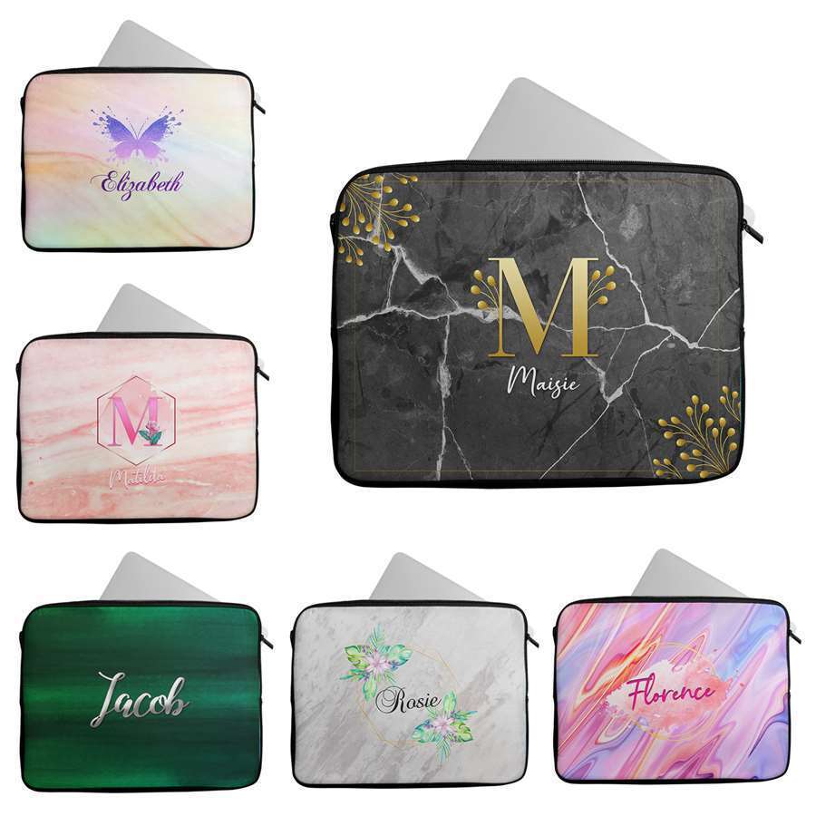 Personalised Any Name Marble Design Laptop Case Sleeve Tablet Bag 32