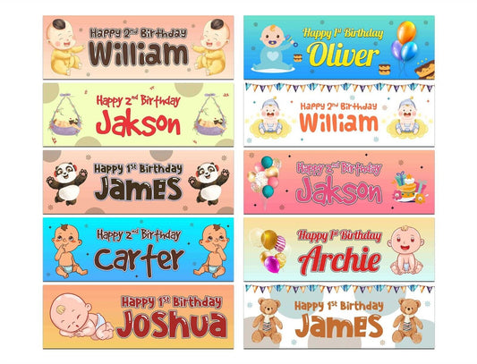 Personalised Birthday Banners Generic Design Children Kids Party Decoration 132