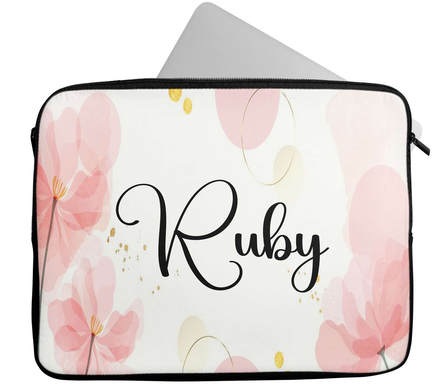 Personalised Any Name Floral Design Laptop Case Sleeve Tablet Bag 27