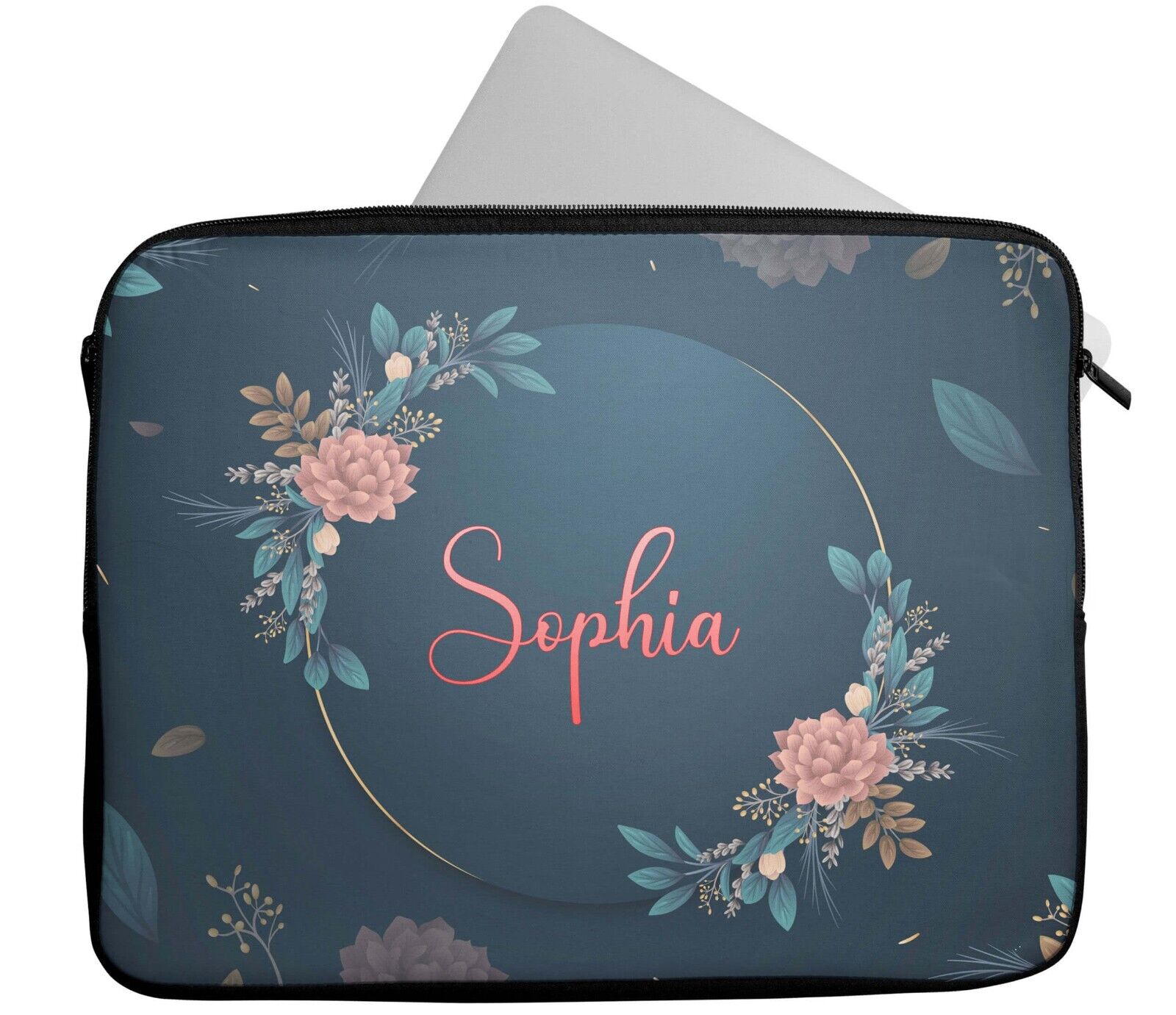 Personalised Any Name Floral Design Laptop Case Sleeve Tablet Bag 10