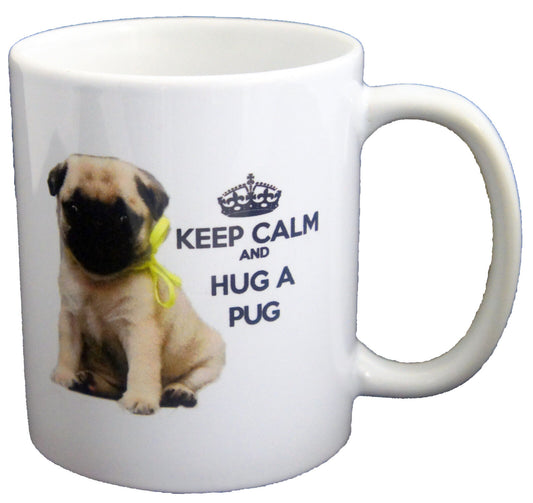 Keep Calm And Hug A Pug PRINTED MUG MUGS-GIFT, BIRTHDAY PRESENT 