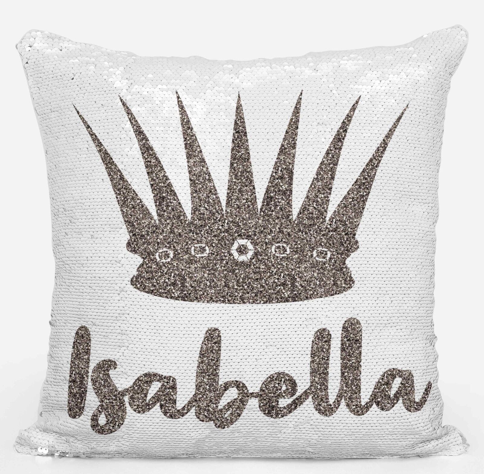 Personalised Glitter Any Name Magic Reveal Silver Sequin Cushion Cover Gift