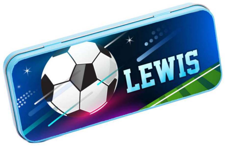 Personalised Any Name Football Pencil Case Tin Children School Kids Stationary 2