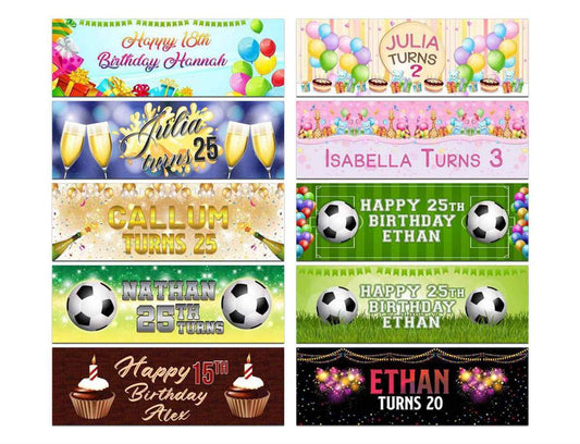 Personalised Birthday Banners Generic Design Children Kids Party Decoration 232