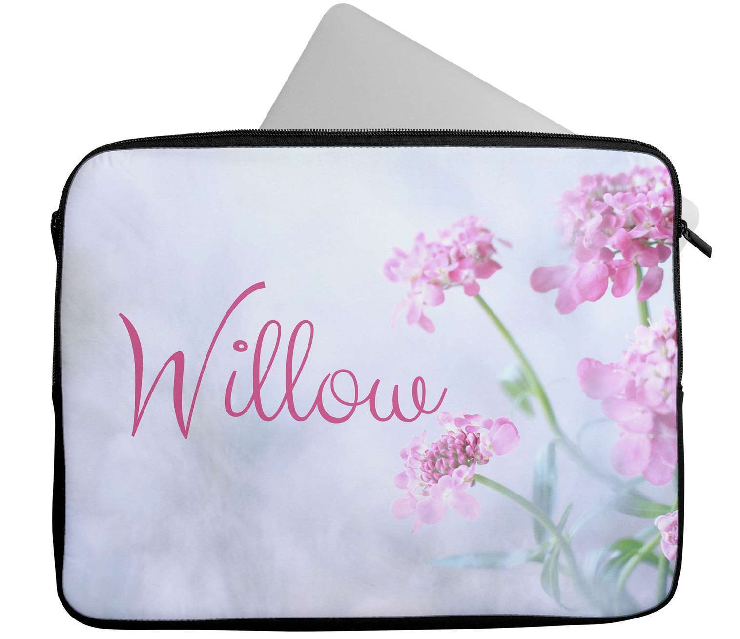 Personalised Any Name Floral Design Laptop Case Sleeve Tablet Bag 27