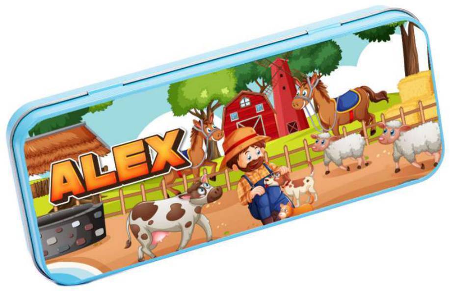 Personalised Any Name Animal Pencil Case Tin Children School Kids Stationary 4