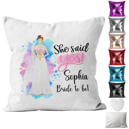 Personalised Cushion Bridal Shower Sequin Cushion Pillow Printed Birthday Gift 7