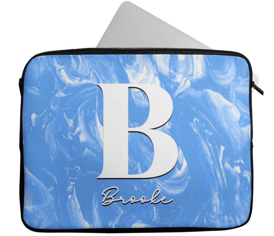 Personalised Any Name Marble Design Laptop Case Sleeve Tablet Bag 105