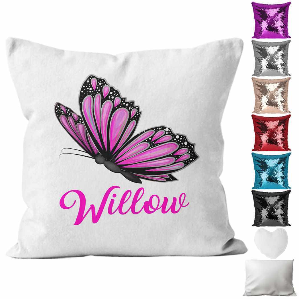 Personalised Cushion Butterfly Sequin Cushion Pillow Printed Birthday Gift 43