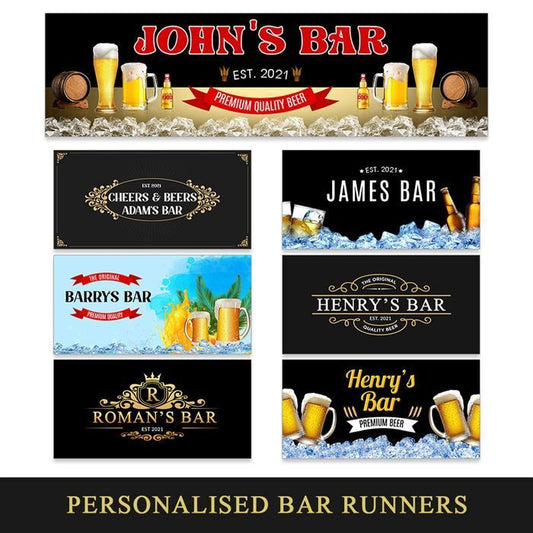 Personalised Any Text Beer Mat Label Bar Runner Ideal Home Pub Cafe Occasion 16