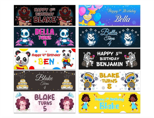 Personalised Birthday Banners Generic Design Children Kids Party Decoration 182