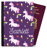 Personalised Unicorn kids Passport Cover Holder Any Name Holiday Accessory 19