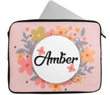 Personalised Any Name Floral Design Laptop Case Sleeve Tablet Bag 31