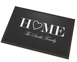 PERSONALISED PRINTED FLOOR DOORMAT BLACK DESIGN HOME 40 X 60 CM ANY TEXT