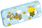 Personalised Any Name Bee Pencil Case Tin Children School Kids Stationary 28