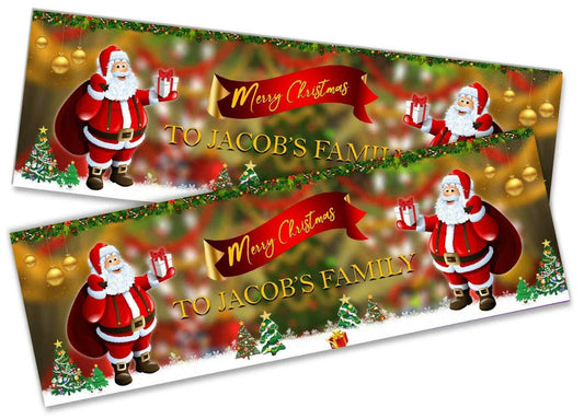 x2 Personalised Christmas Banner Xmas Party House Decoration Occasion 23