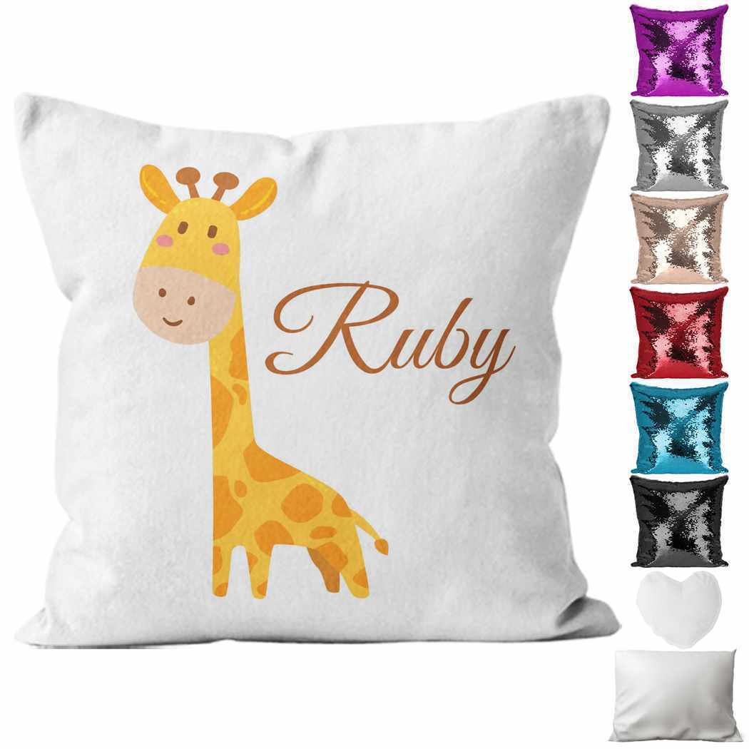 Personalised Cushion Animal Sequin Cushion Pillow Printed Birthday Gift 110