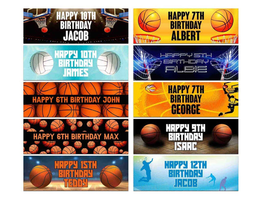 Personalised Birthday Banners Basketball Design Children Kids Party Decoration 6