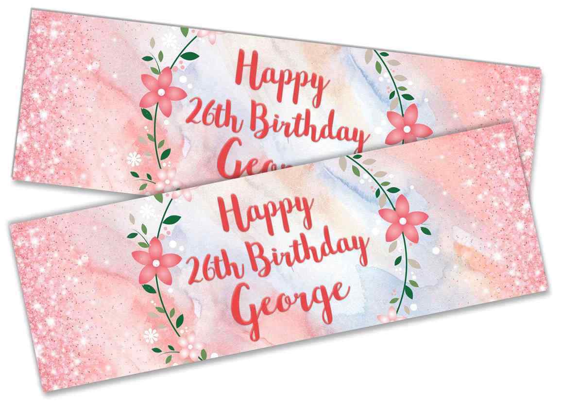 Personalised Birthday Banners Floral Design Kids adult Party Decoration 86