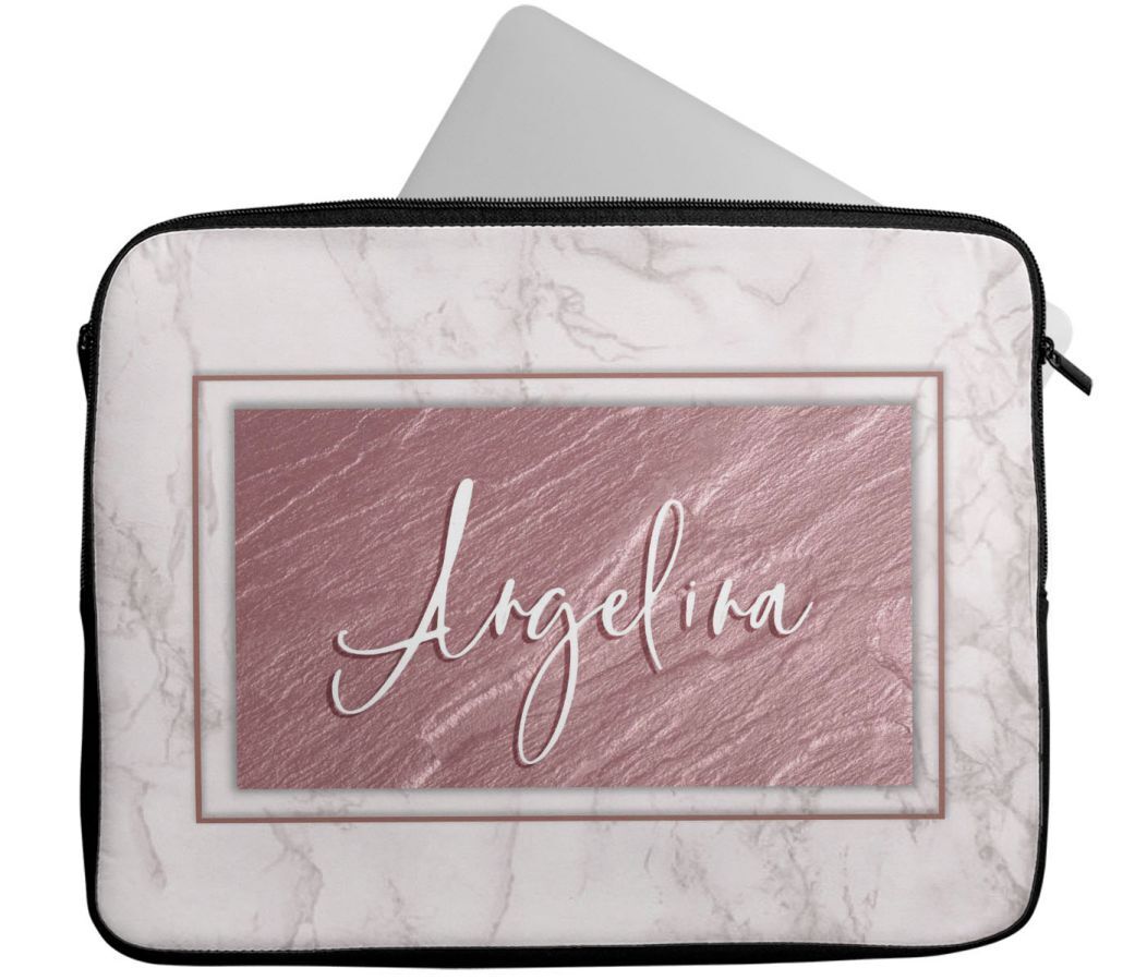 Personalised Any Name Marble Design Laptop Case Sleeve Tablet Bag 111