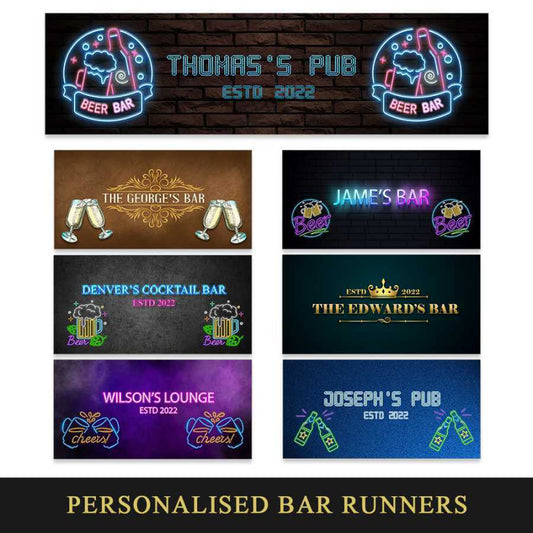 Personalised Any Text Beer Mat Label Bar Runner Ideal Home Pub Cafe Occasion 12