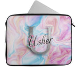 Personalised Any Name Marble Glitter Design Laptop Case Sleeve Tablet Bag 107