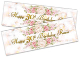 Personalised Birthday Banners Floral Design Kids adult Party Decoration 101