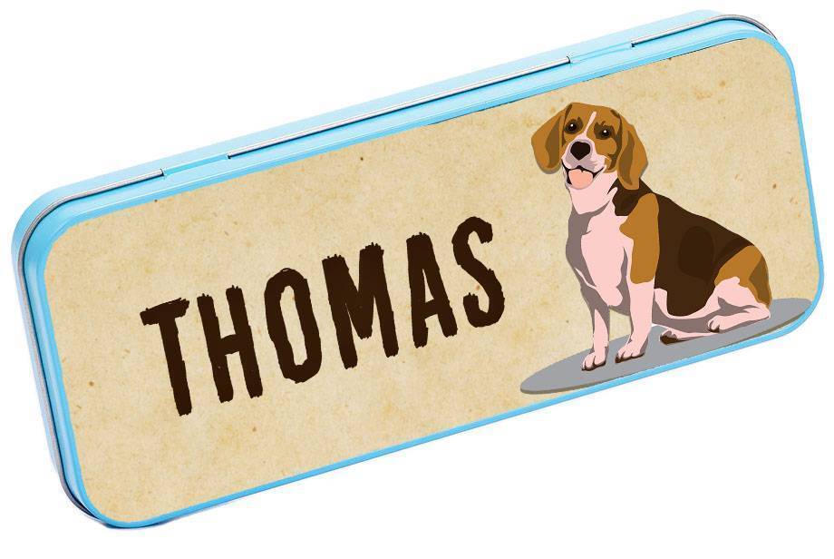 Personalised Any Name Animal Pencil Case Tin Children School Kids Stationary 16