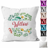 Personalised Cushion Floral Sequin Cushion Pillow Printed Birthday Gift 37