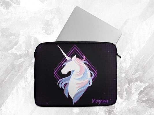Personalised Any Name Unicorn Blk Laptop Case Sleeve Tablet Bag Chromebook Gift