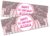 Personalised Birthday Banners Elephant Design Children Kids Party Decoration 93