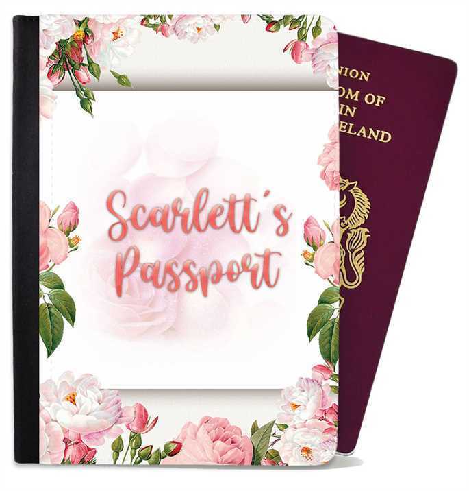 Personalised Floral Children Passport Cover Holder Any Name Holiday Accessory 29