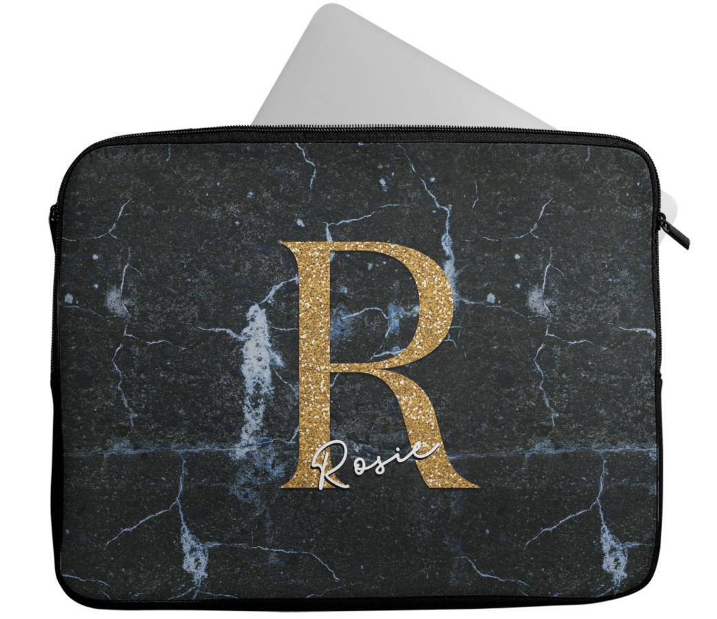 Personalised Any Name Marble Glitter Design Laptop Case Sleeve Tablet Bag 99