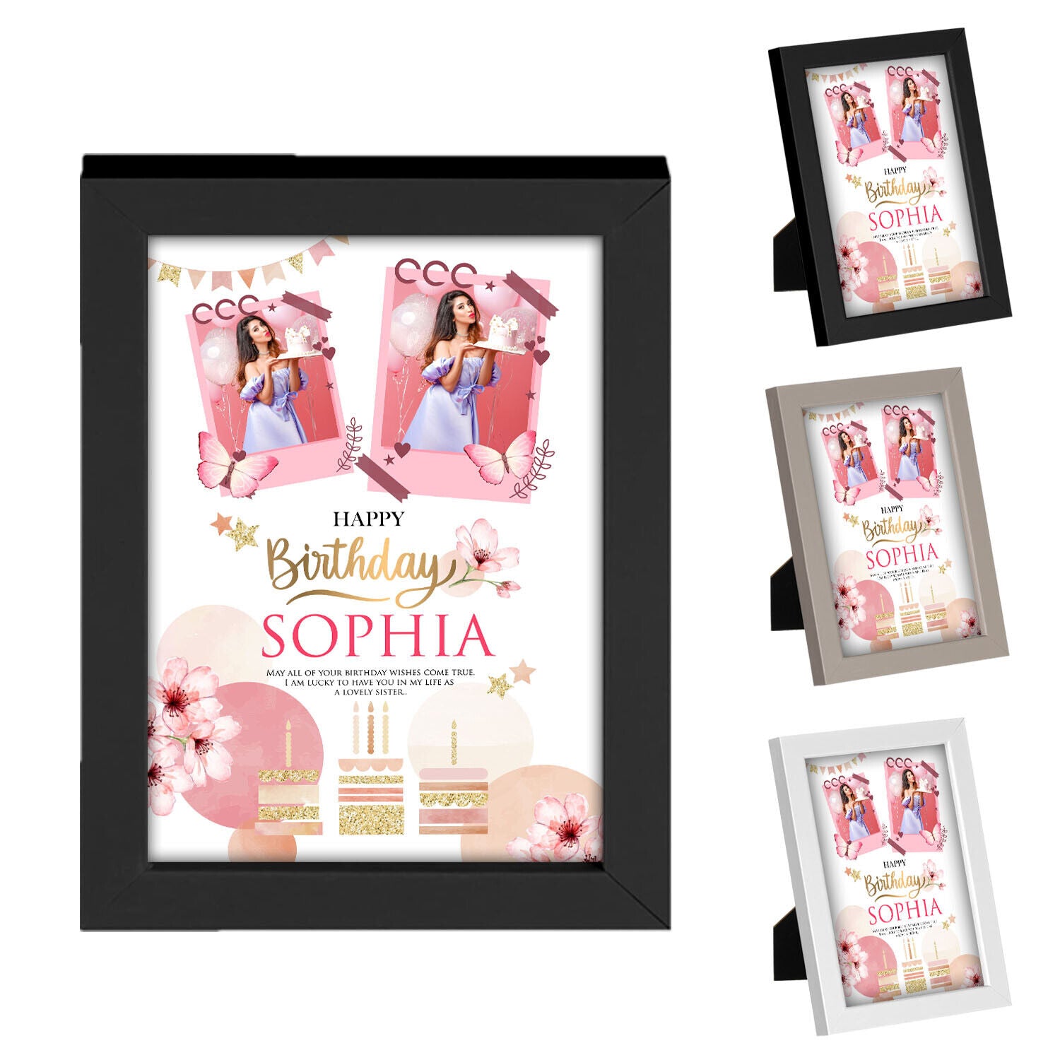 Personalised Birthday Wooden Frames Any Name Children Party Decoration Gift 12