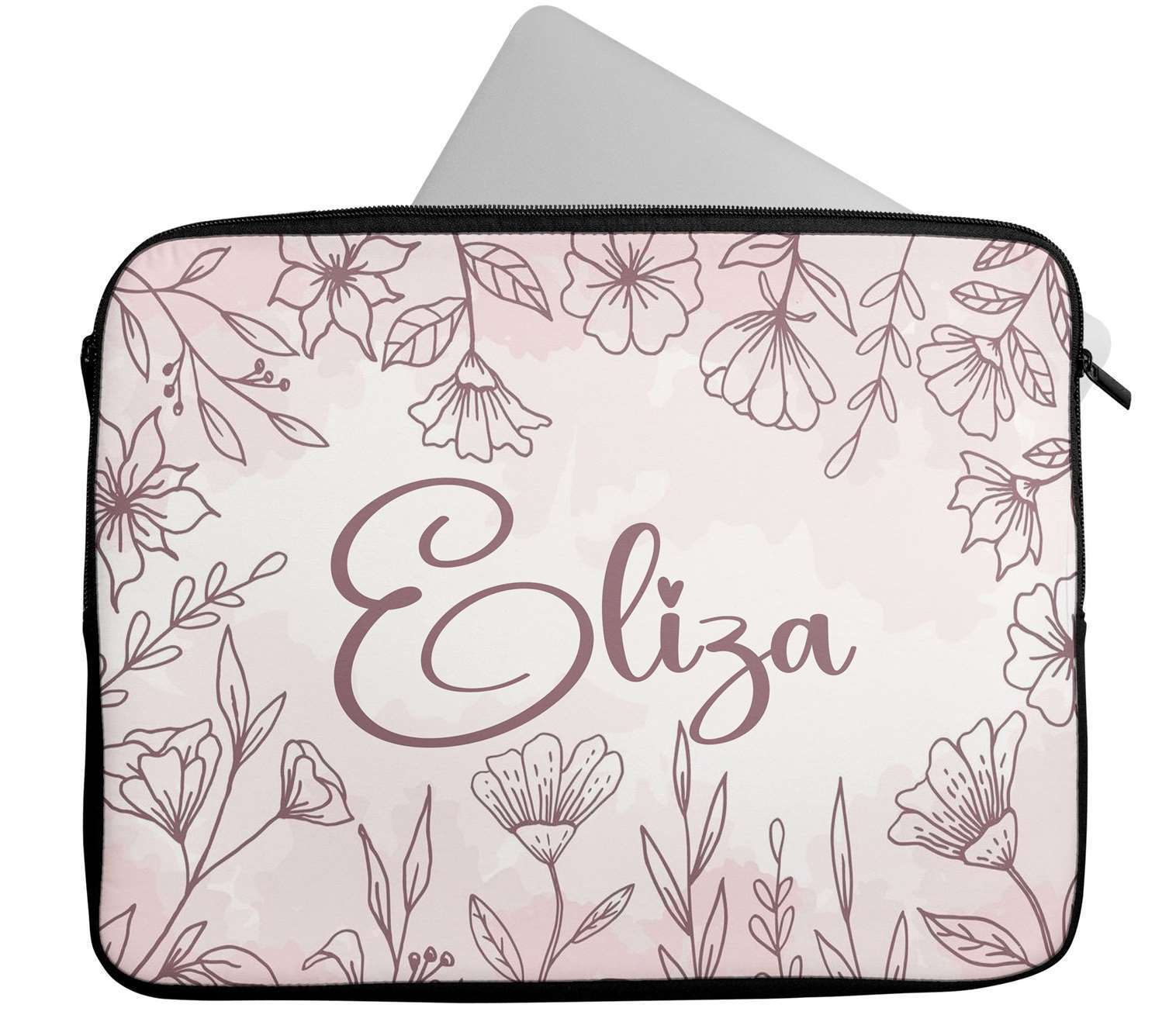 Personalised Any Name Floral Design Laptop Case Sleeve Tablet Bag 31