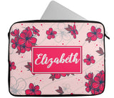 Personalised Any Name Floral Design Laptop Case Sleeve Tablet Bag 28