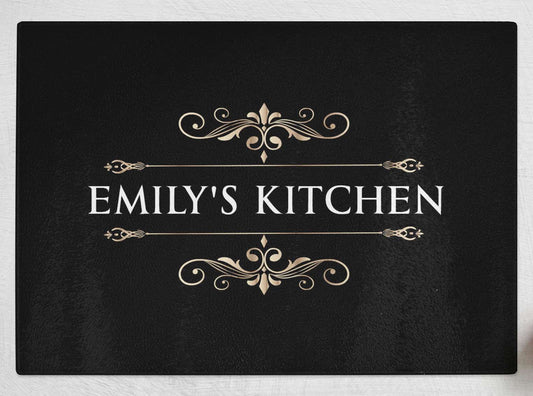 Personalised Any Name Kitchen Glass Chopping Board Item Gift 194