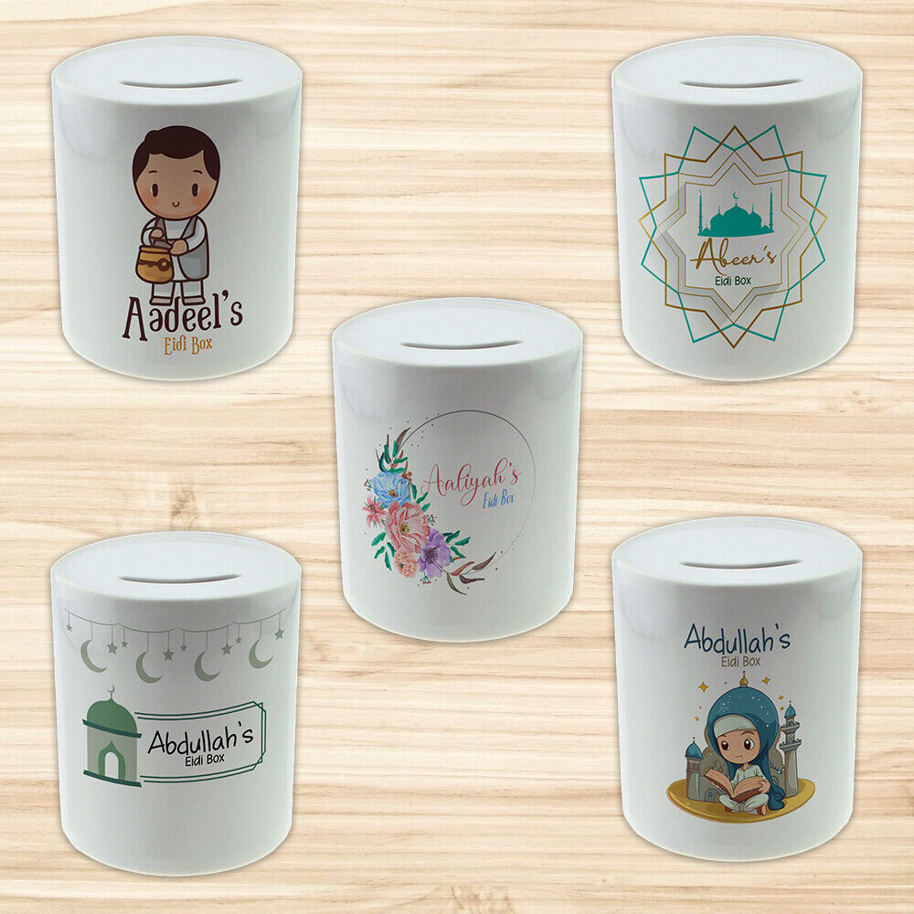 Personalised Any Name Eid Savings Children Money Box Printed Gift 1