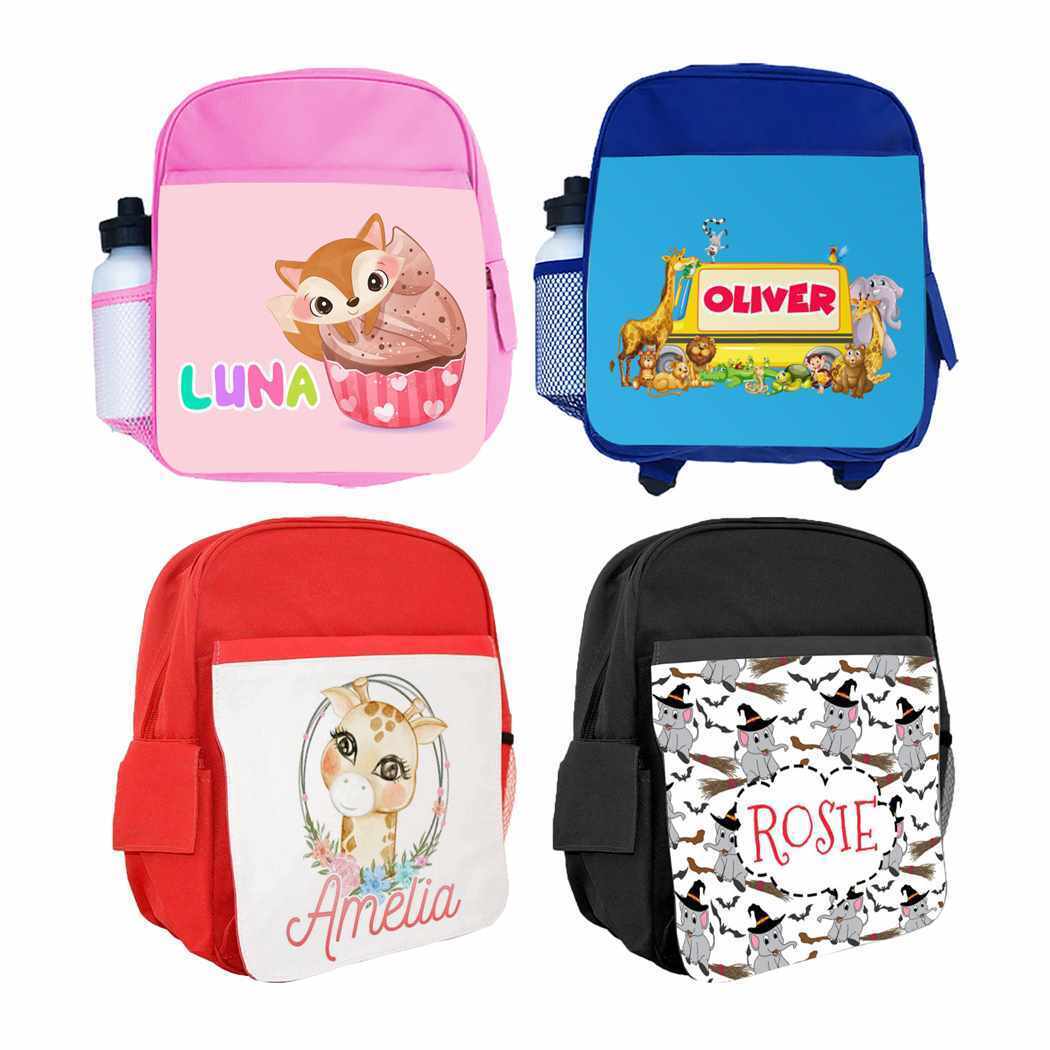 Personalised Kids Backpack Any Name Animal Design Boys Girls kid School Bag 20