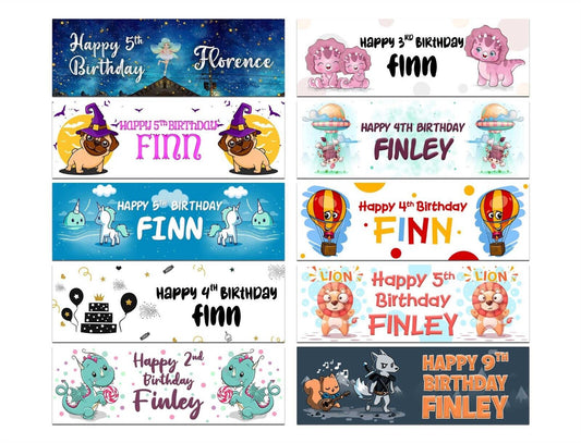 Personalised Birthday Banners Generic Design Children Kids Party Decoration 192