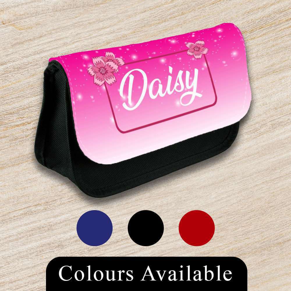 Personalised Pencil Case Marble Glitter Girls Boys Stationary Kids School Bag 18