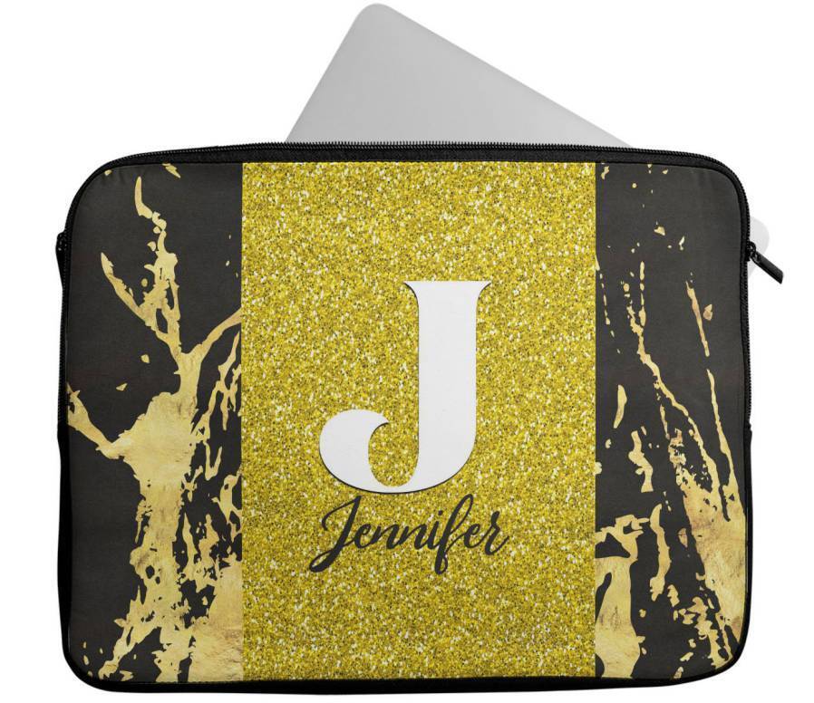 Personalised Any Name Marble Glitter Design Laptop Case Sleeve Tablet Bag 95