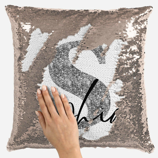Personalised Glitter Any Name Magic Reveal Gold Sequin Cushion Cover Gift 3