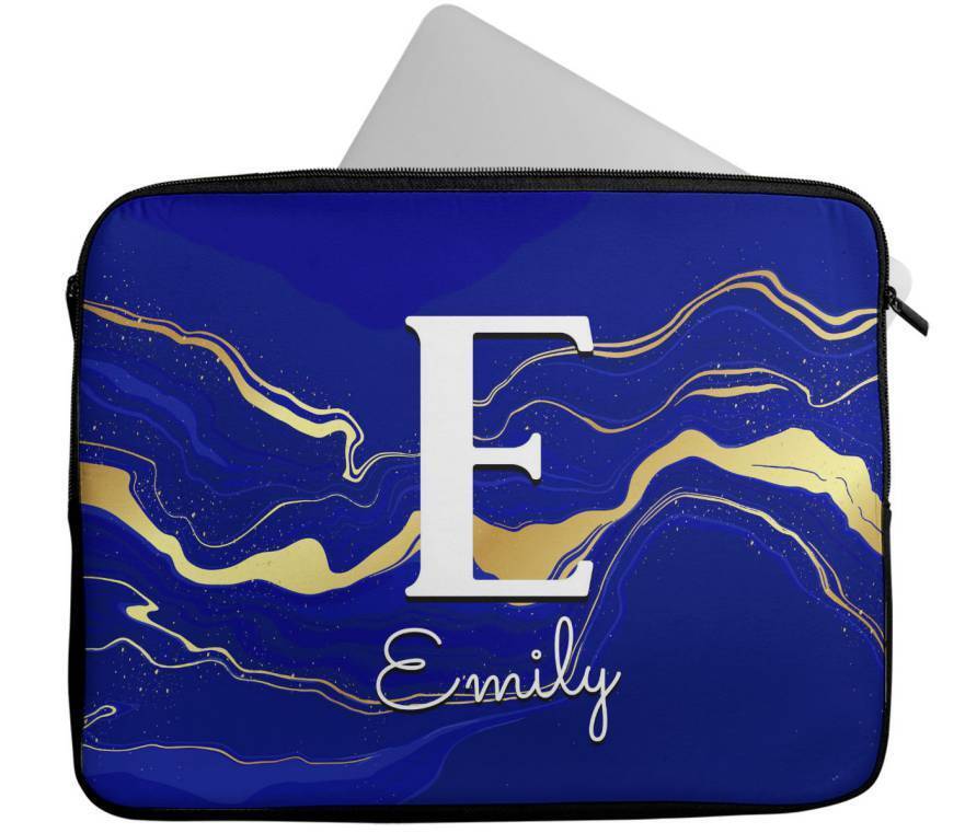 Personalised Any Name Marble Design Laptop Case Sleeve Tablet Bag 105