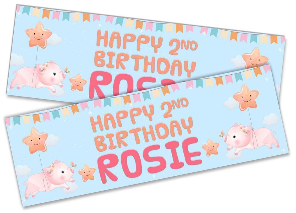 Personalised Birthday Banners Generic Design Children Kids Party Decoration 119