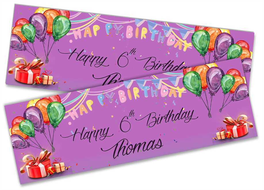 Personalised Birthday Banners Generic Design Children Kids Party Decoration 153