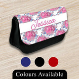 Personalised Pencil Case Floral Girls Boys Stationary Kids School Bag 10