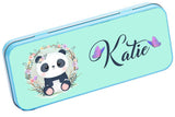 Personalised Any Name Panda Pencil Case Tin Children School Kids Stationary 19