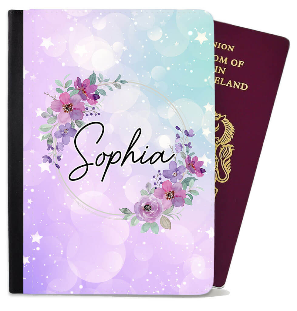 Personalised Floral Children Passport Cover Holder Any Name Holiday Accessory 1